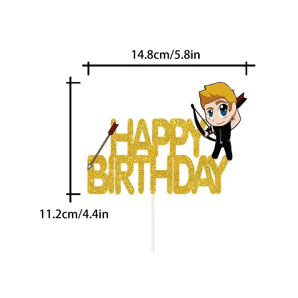 gold glitter baby hawkeye happy birthday cake topper the avengers super hero par